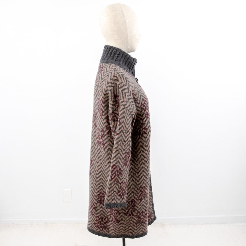 Vintage 70s S Italian Wool Print Sweater Jacket - Picture 5 of 13